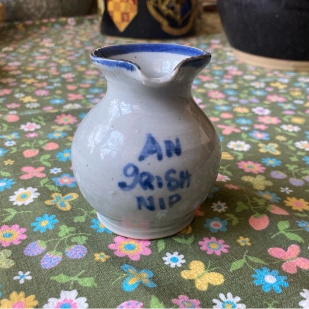 Vintage Owenkillew Hand Made in Ireland "An Irish Nip" Pottery Pitcher Pot!